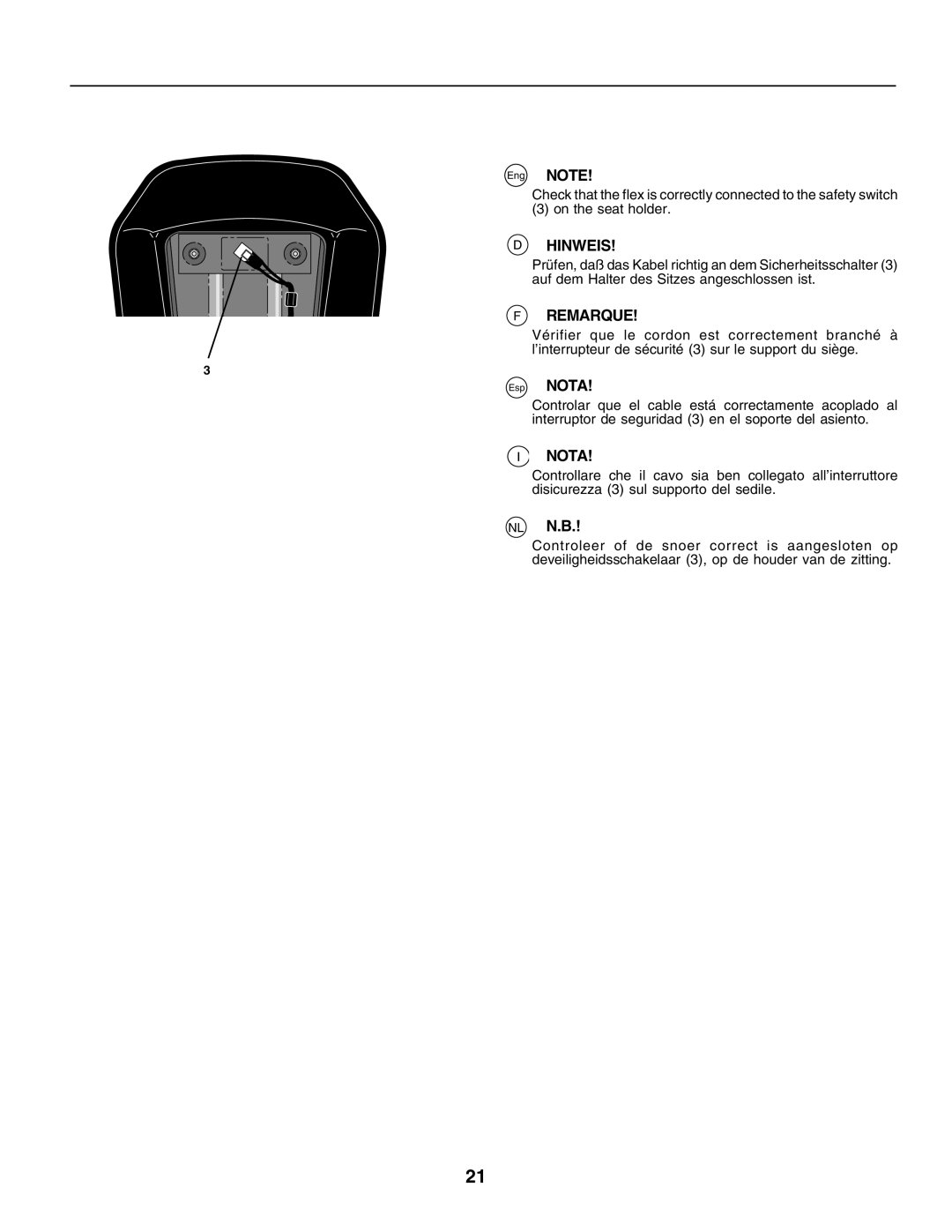 Electrolux 180H122, PM1850SBH instruction manual Hinweis, Remarque, Nota 