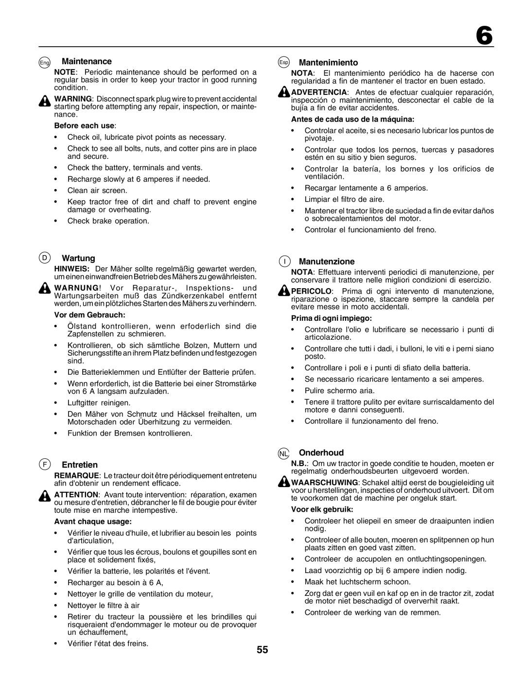 Electrolux 180H122, PM1850SBH Eng Maintenance, Esp Mantenimiento, Wartung, Entretien, Manutenzione, NL Onderhoud 