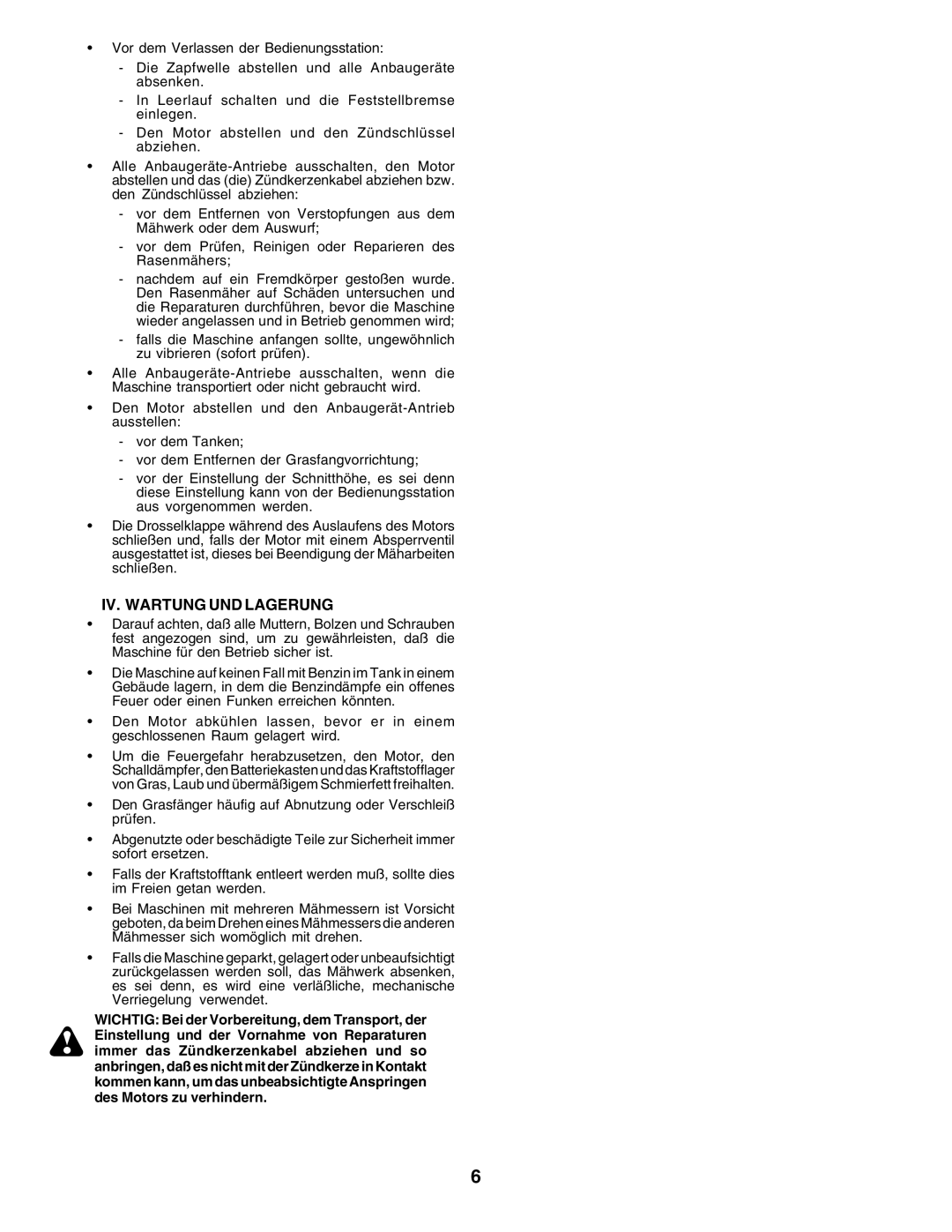 Electrolux PM1850SBH, 180H122 instruction manual IV. Wartung UND Lagerung 