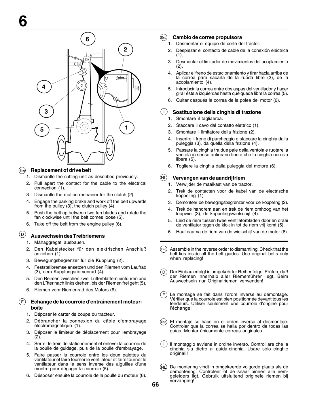 Electrolux PM1850SBH, 180H122 Eng Replacement of drive belt, Auswechsein des Treibriemens, Esp Cambio de correa propulsora 