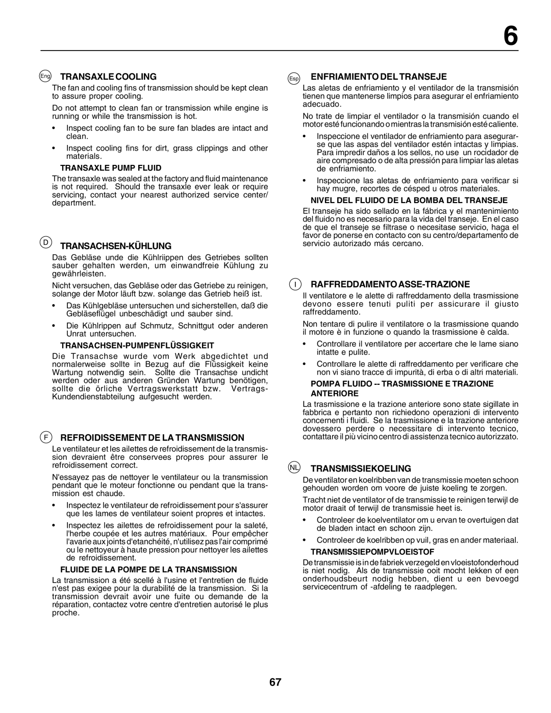 Electrolux 180H122, PM1850SBH Transachsen-Kühlung, Refroidissement DE LA Transmission, Raffreddamentoasse-Trazione 