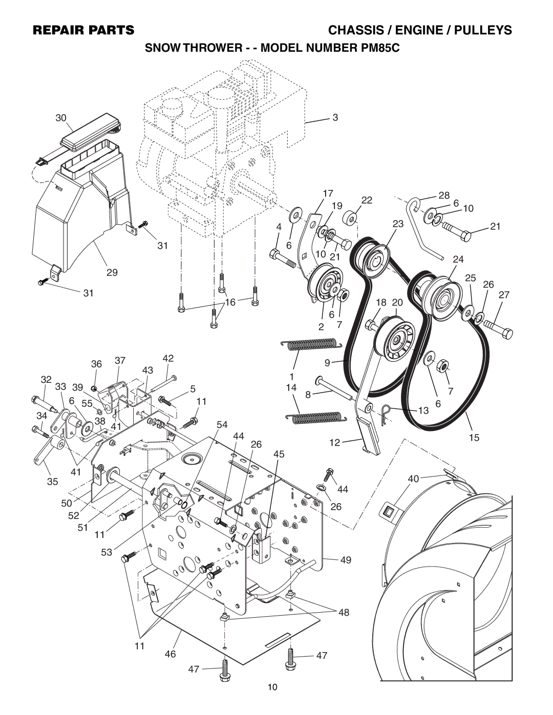 Electrolux PM85C manual Chassis / Engine / Pulleys 