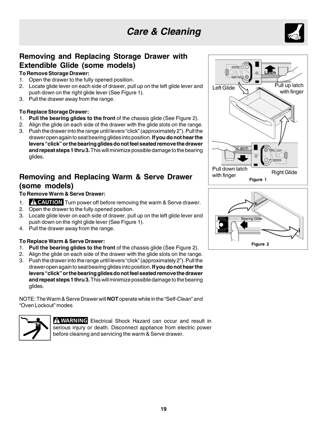 Electrolux pmn warranty Removing and Replacing Warm & Serve Drawer some models, To Remove Storage Drawer 