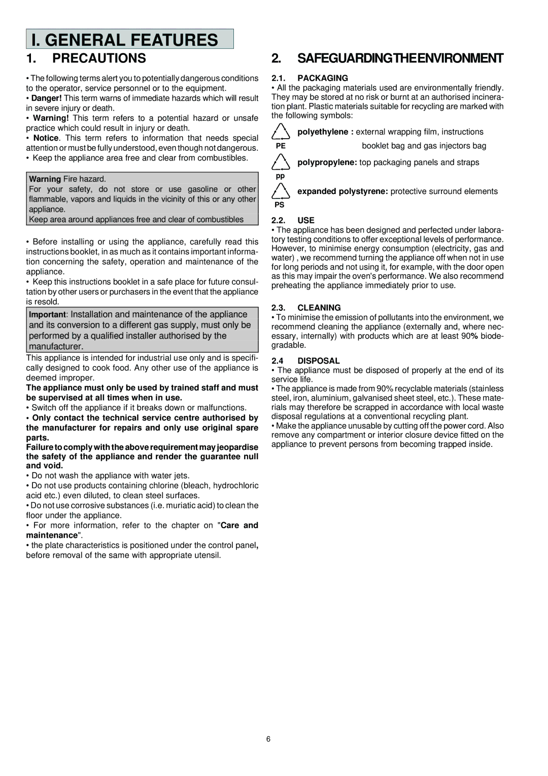 Electrolux PR 700 manual Precautions, Safeguardingtheenvironment, Packaging, Cleaning, Disposal 