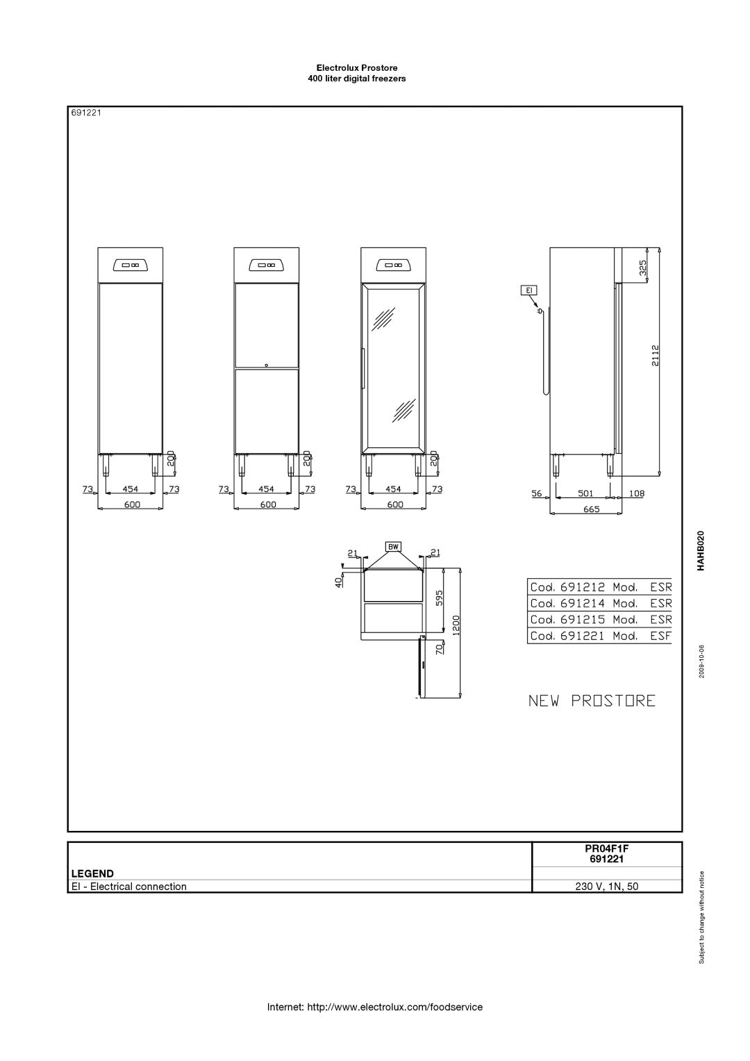 Electrolux 691221, PR04F1FR, 691222 manual 