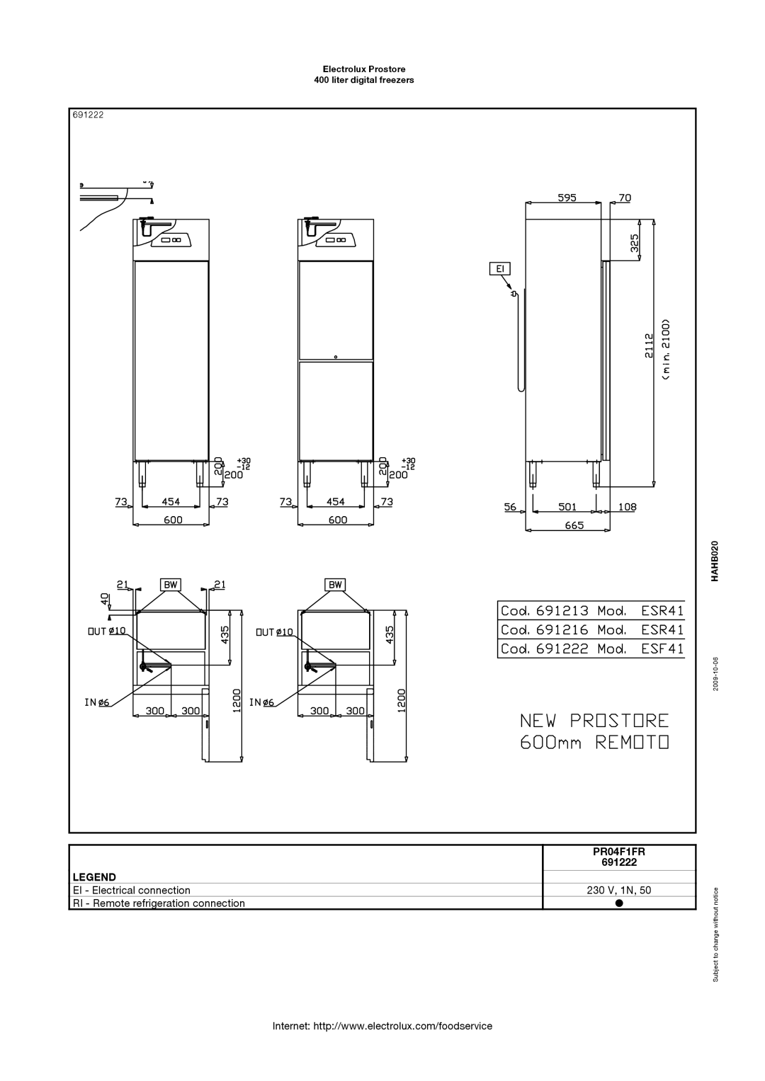 Electrolux PR04F1FR, 691221 manual Electrolux Prostore Liter digital freezers 691222 