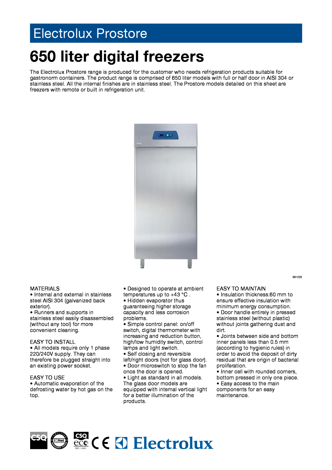 Electrolux PR06F1FR, PR06F2F, 691225, 691223, 691224 manual liter digital freezers, Electrolux Prostore 