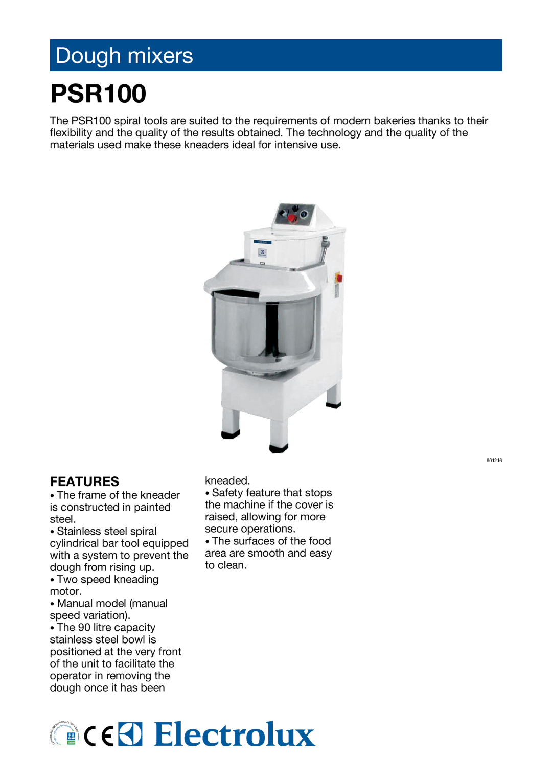 Electrolux PSR100 manual Features 