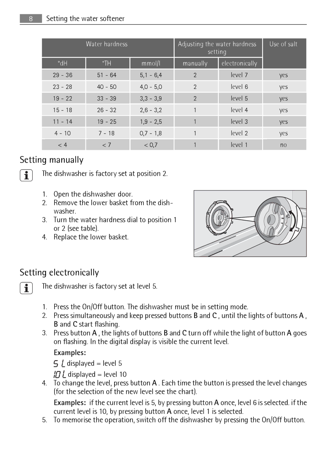 Electrolux QB 5201 user manual Setting manually, Setting electronically, Examples 