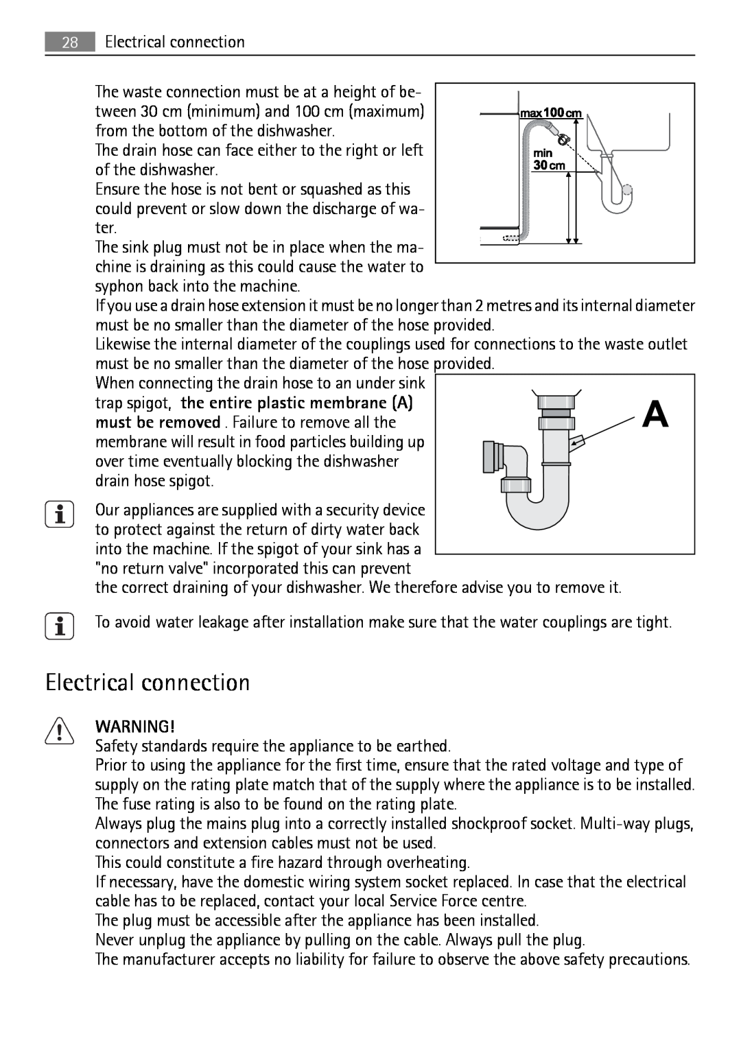 Electrolux QB 5201 user manual Electrical connection 