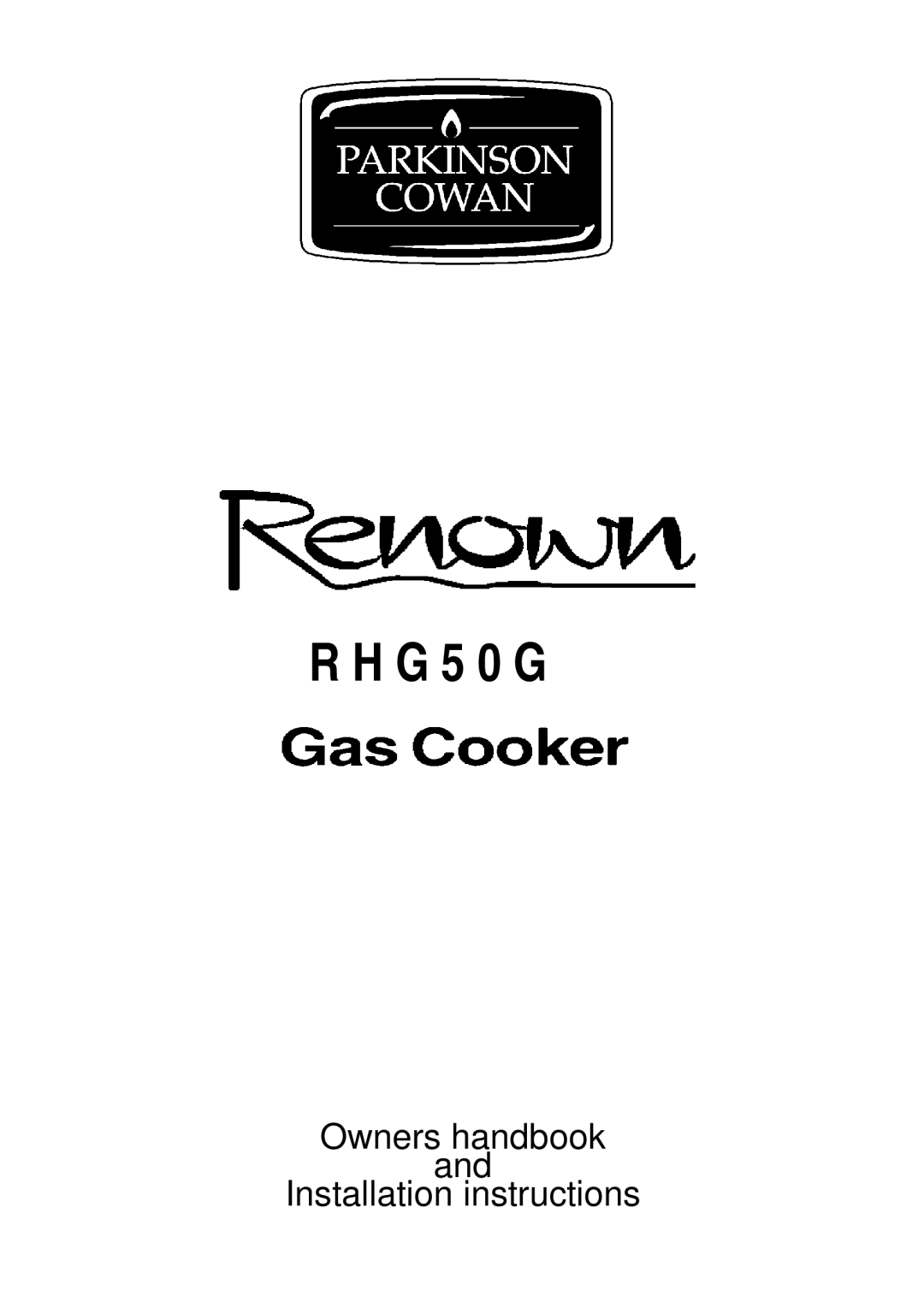 Electrolux R H G 5 0 G installation instructions 