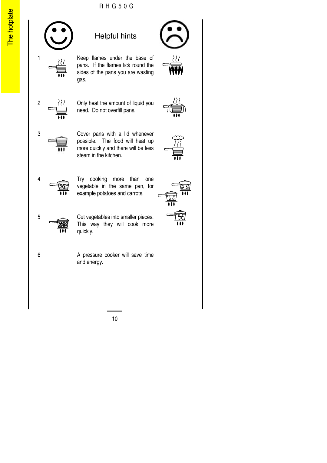 Electrolux R H G 5 0 G installation instructions Helpful hints 