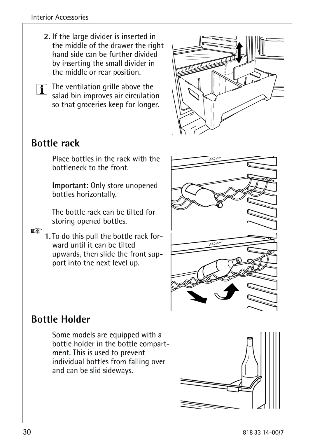 Electrolux Refrigerator/Freezer manual Bottle rack, Bottle Holder 