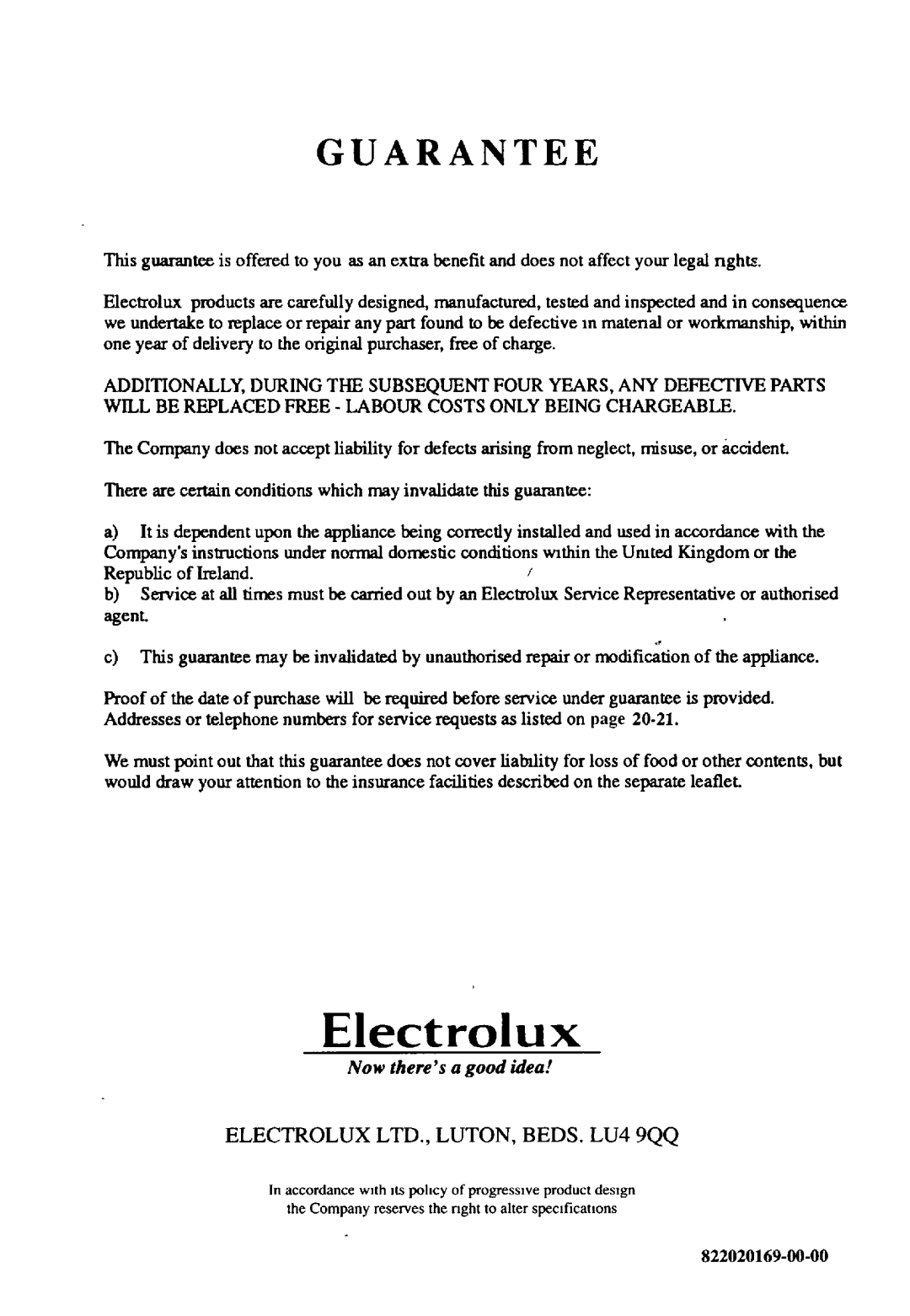 Electrolux RF 502 manual 