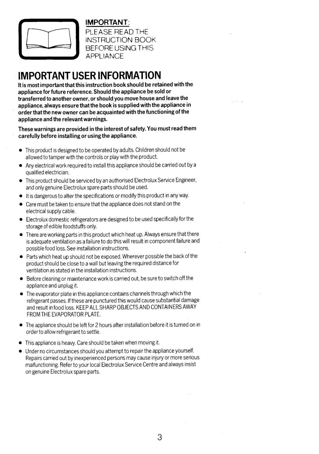 Electrolux RF593A manual 