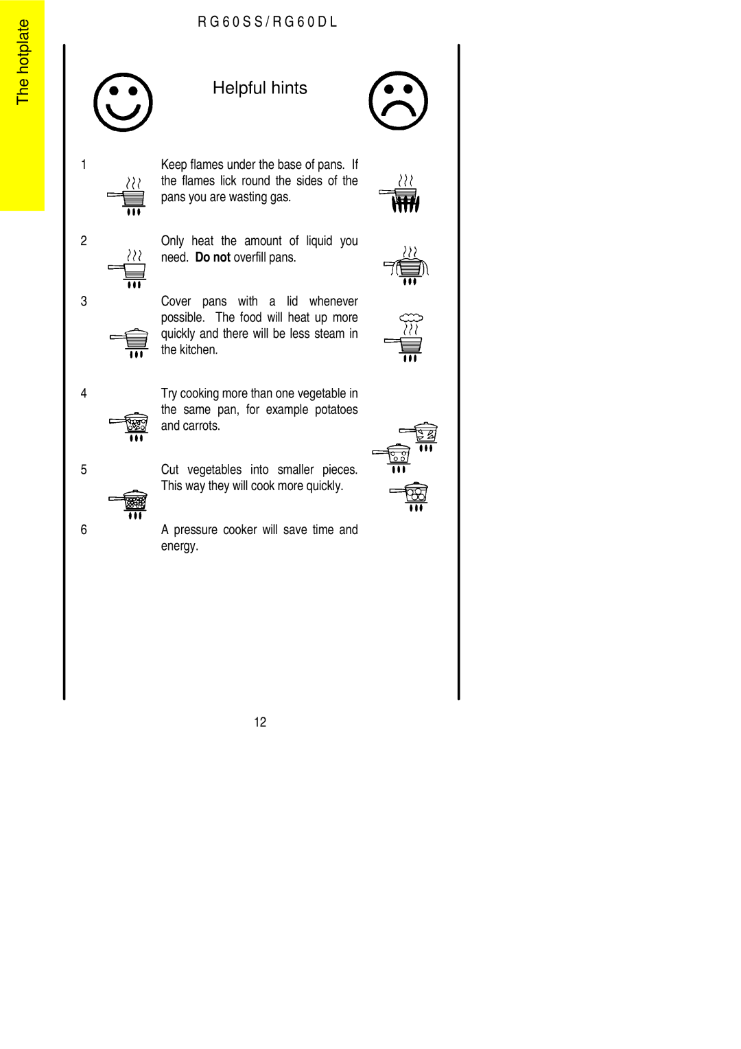 Electrolux RG60SS, RG60DL installation instructions Helpful hints 