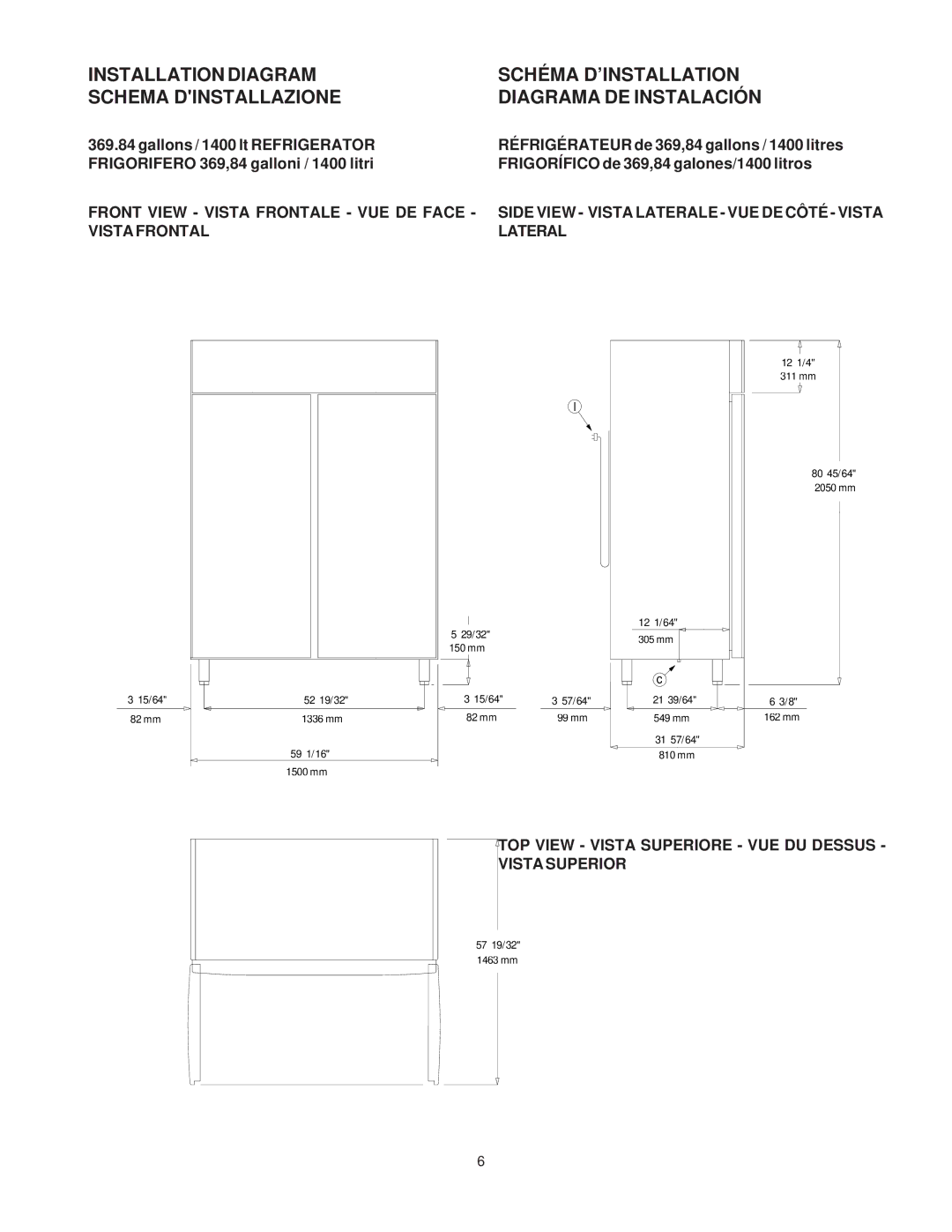 Electrolux RH14DFD3U, 727014 Front View Vista Frontale VUE DE Face, TOP View Vista Superiore VUE DU Dessus Vista Superior 