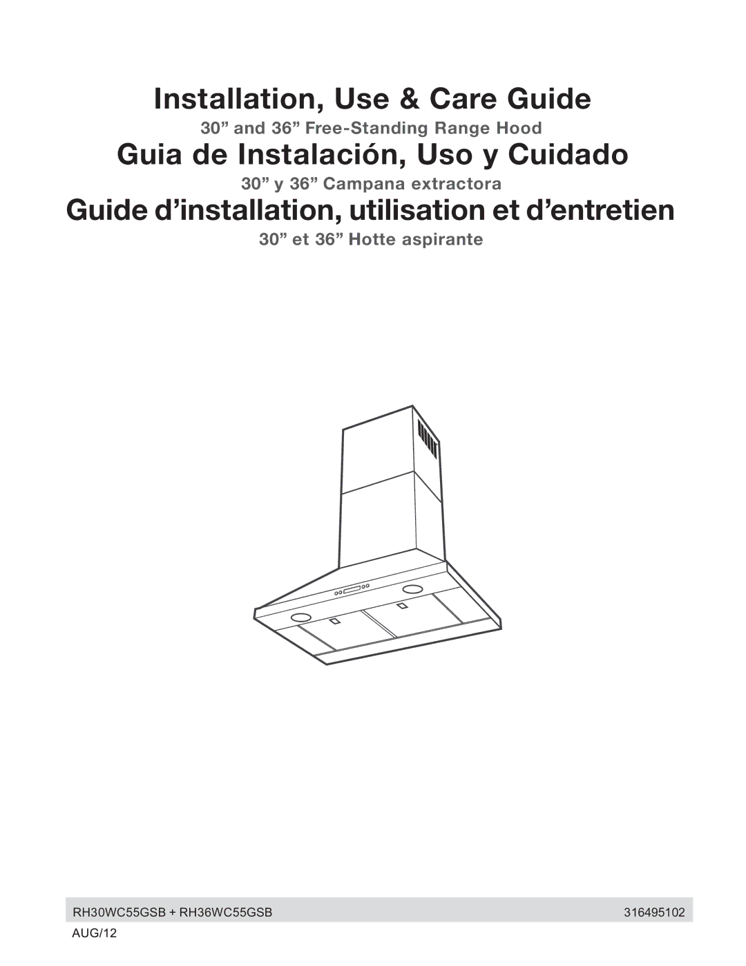 Electrolux RH30WC55GSB manual Installation, Use & Care Guide 