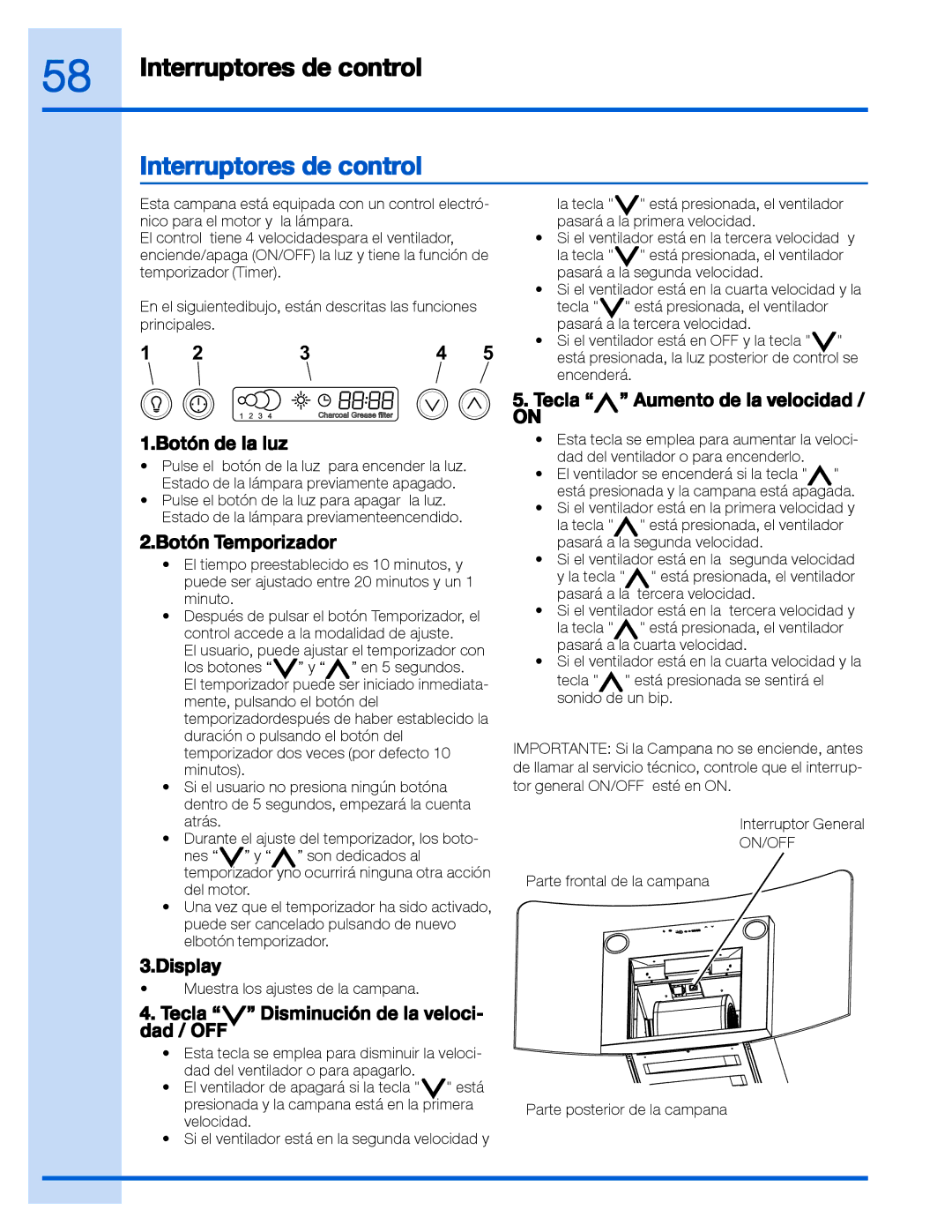 Electrolux RH30WC60GS manual Interruptores de control 