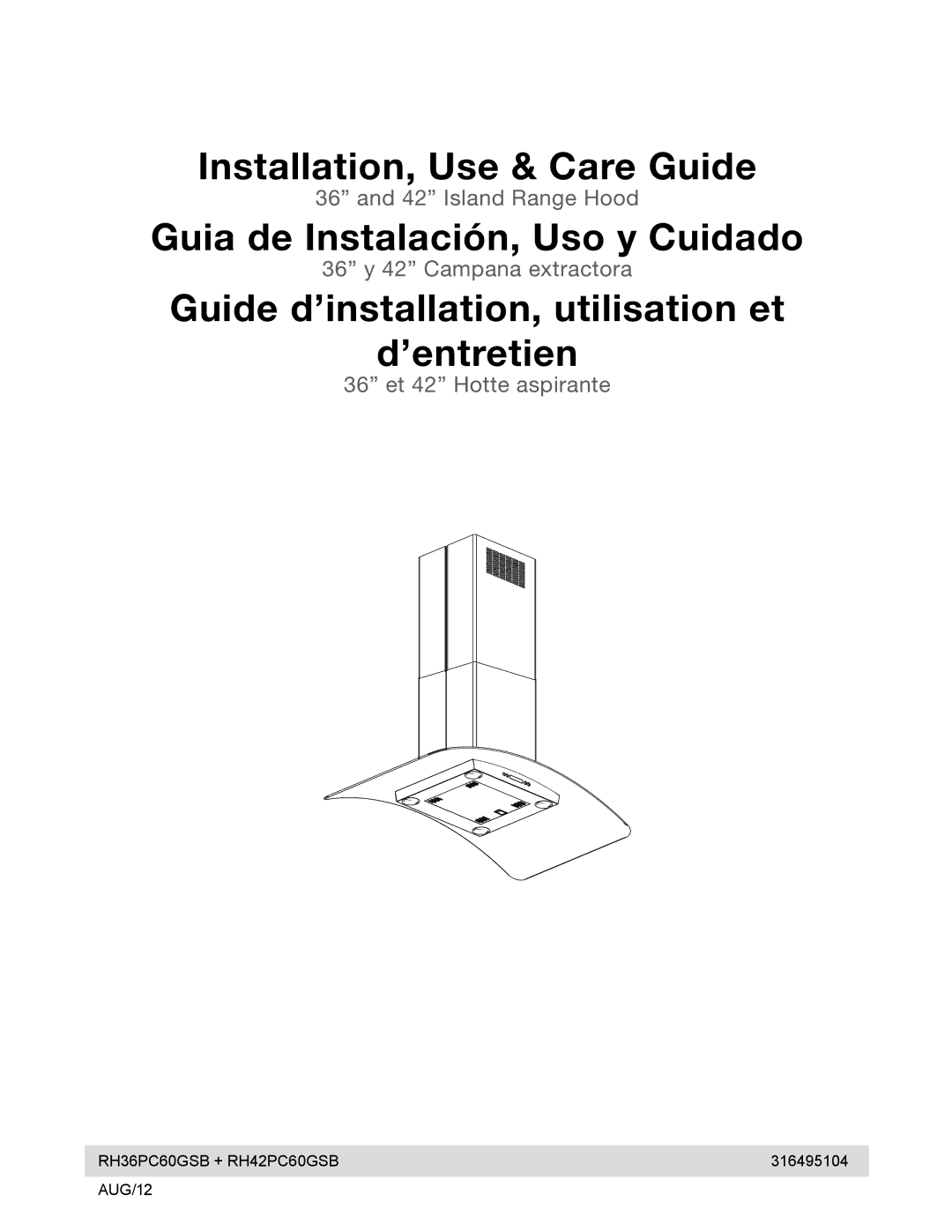 Electrolux RH36PC80GSB manual Installation, Use & Care Guide 