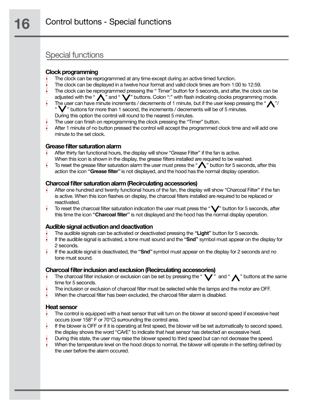 Electrolux RH36PC80GSB manual Special functions 