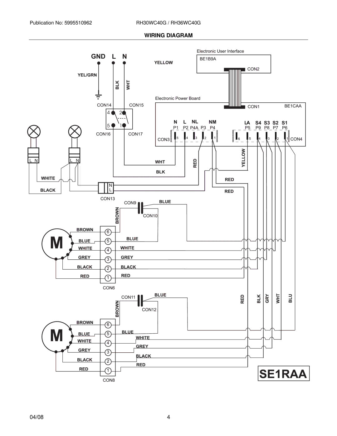 Electrolux RH36WC40GSA, RH30WC40GSA installation instructions Wiring Diagram 