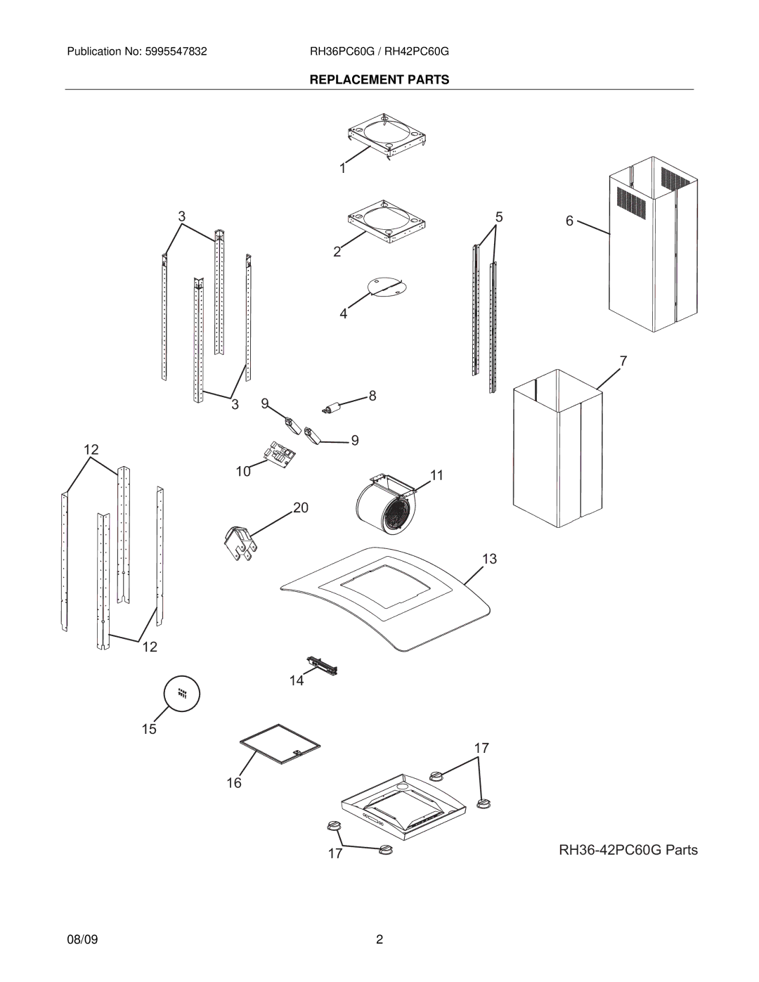 Electrolux RH36PC60GSA, RH42PC60GSA installation instructions RH36-42PC60G Parts 