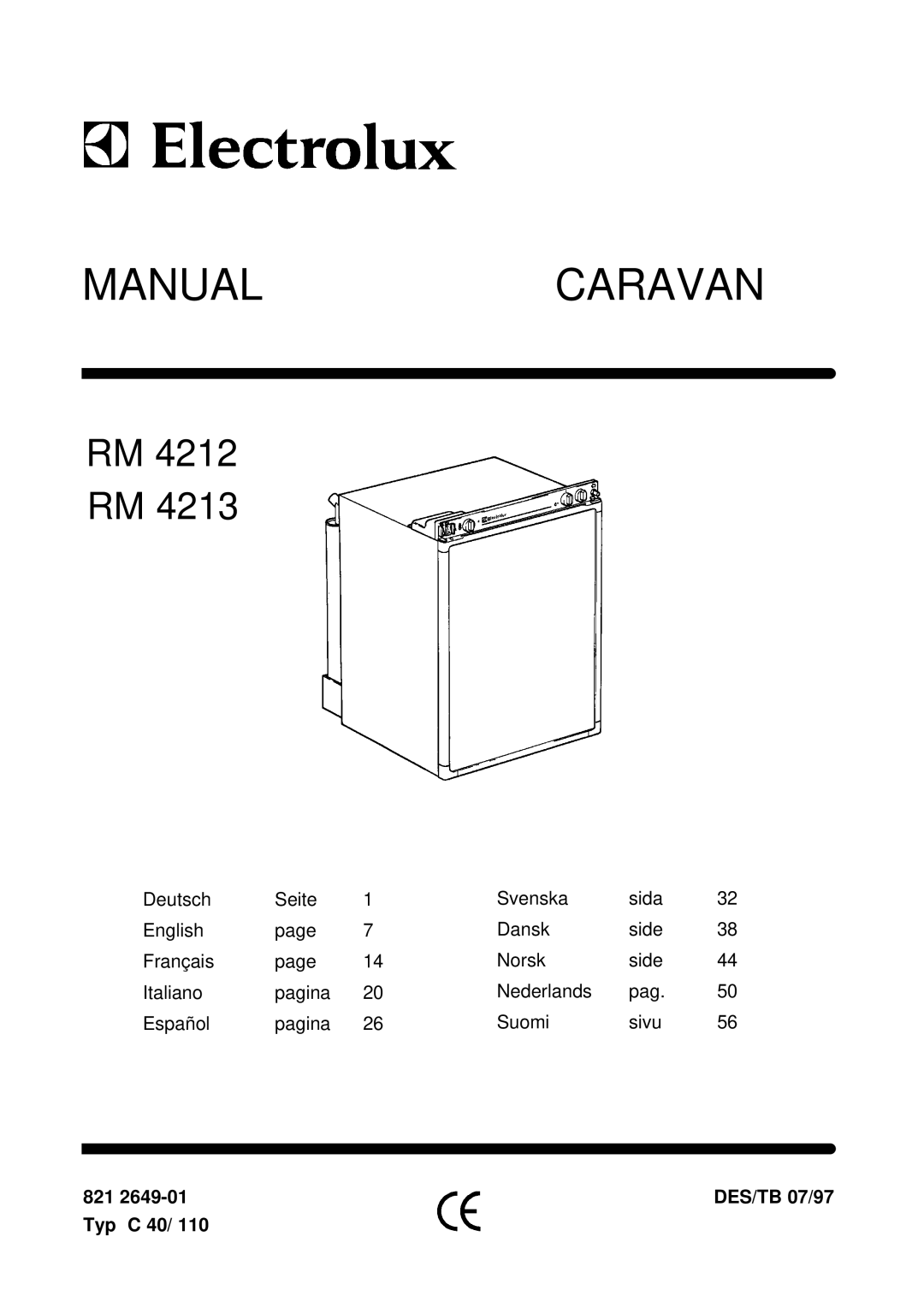 Electrolux RM 4213, RM 4212 manual 821, Typ C 40 