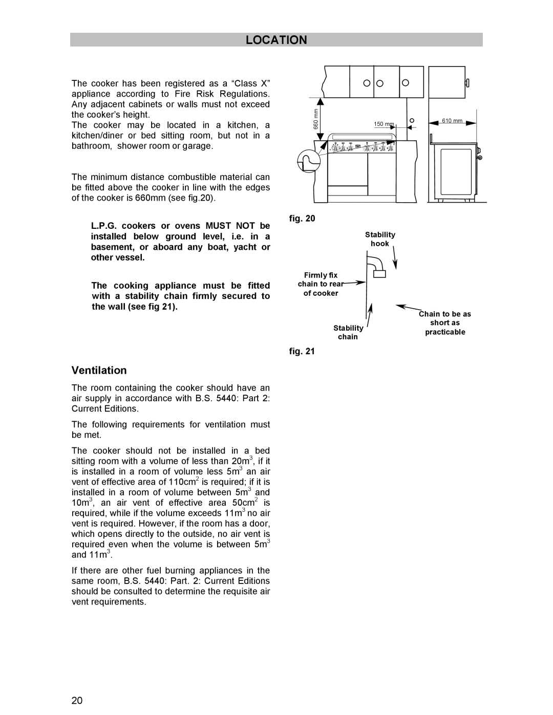 Electrolux RM 850CN, RM 850GRN manual Location, Ventilation 