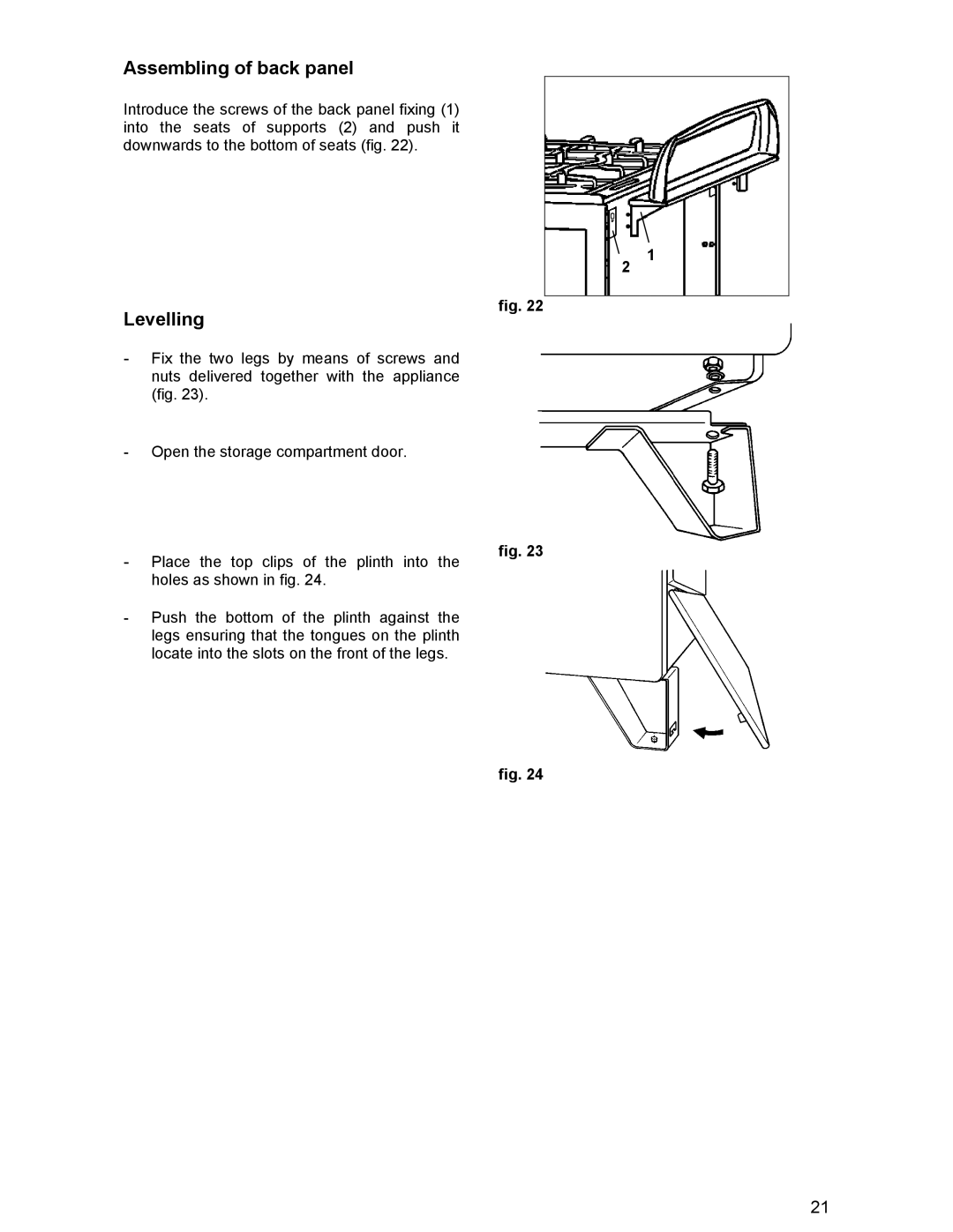 Electrolux RM 850GRN, RM 850CN manual Assembling of back panel 