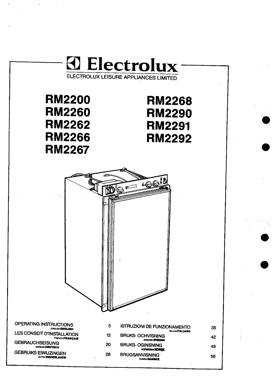 Electrolux RM2200 manual 