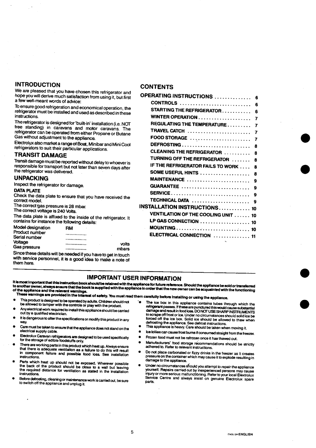 Electrolux RM2200 manual 