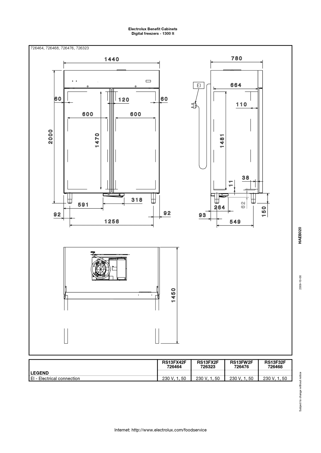 Electrolux RS13FW2F, RS13FX42F, RS13FX4H, RS13FX2F, RS13F32F, 727158, 726323 manual 726464, 726468, 726476 