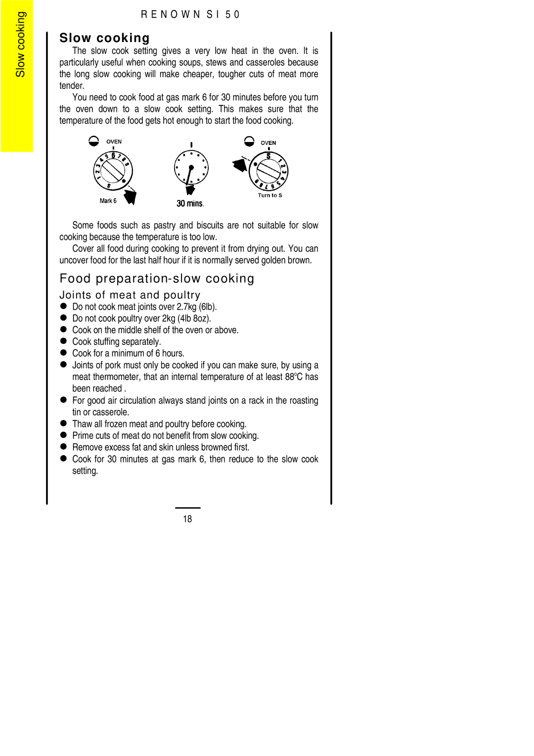 Electrolux S 50 installation instructions Slow cooking, Food preparation-slow cooking 