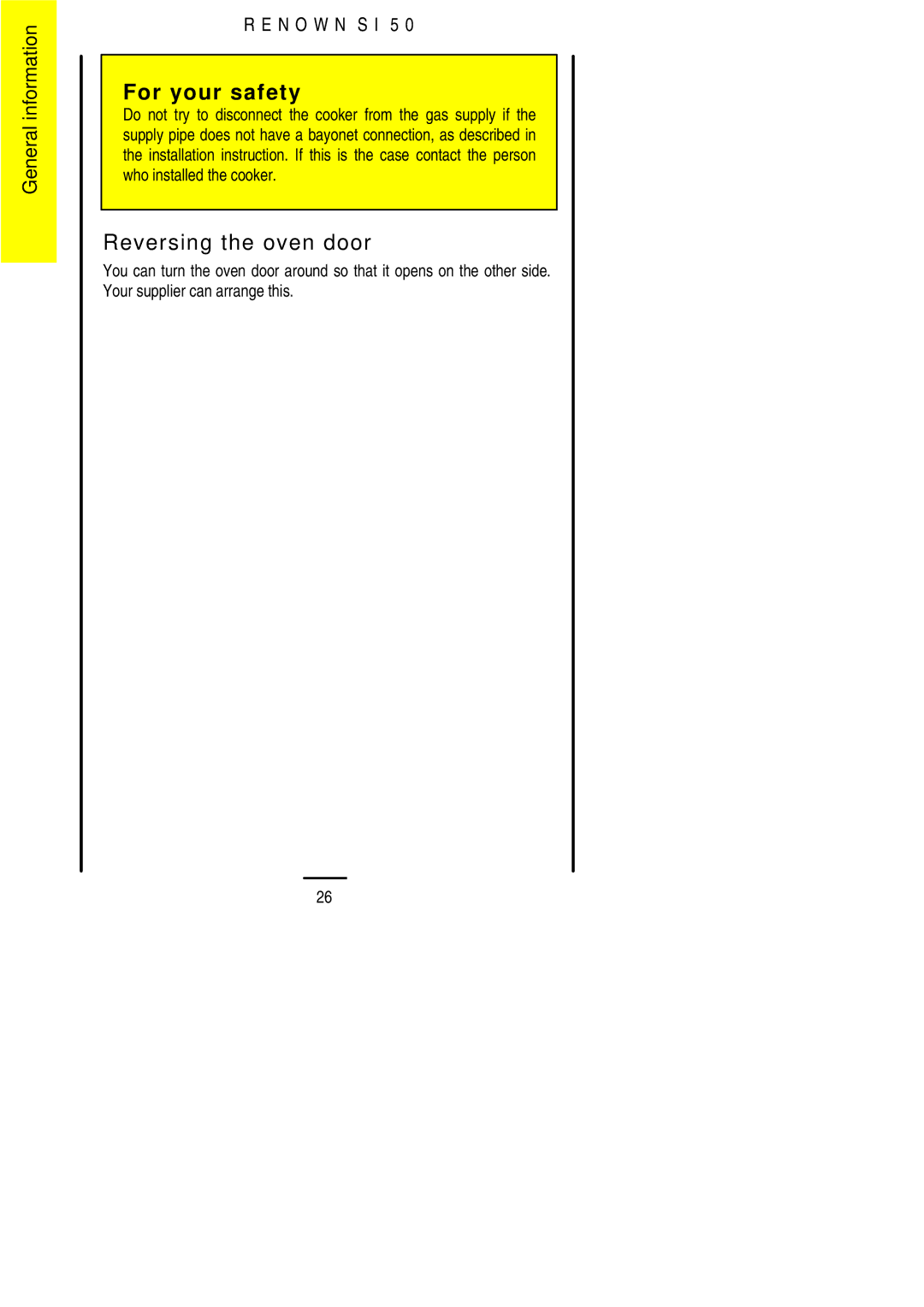 Electrolux S 50 installation instructions Reversing the oven door 