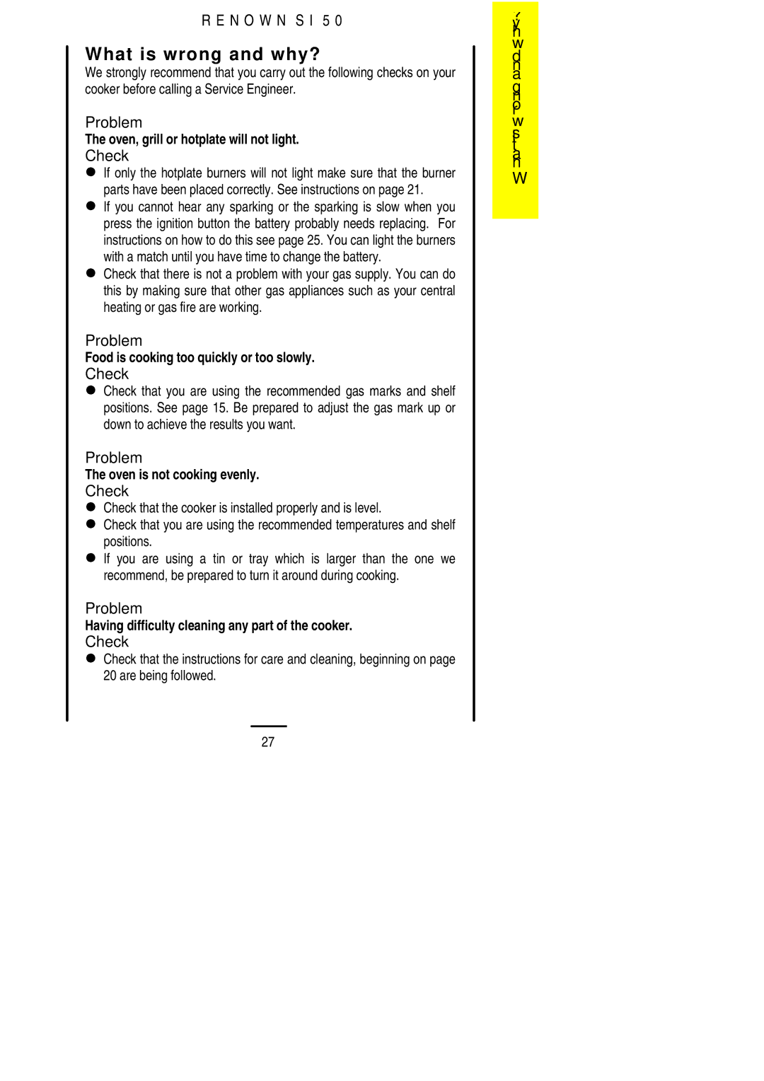 Electrolux S 50 installation instructions What is wrong and why?, Check 