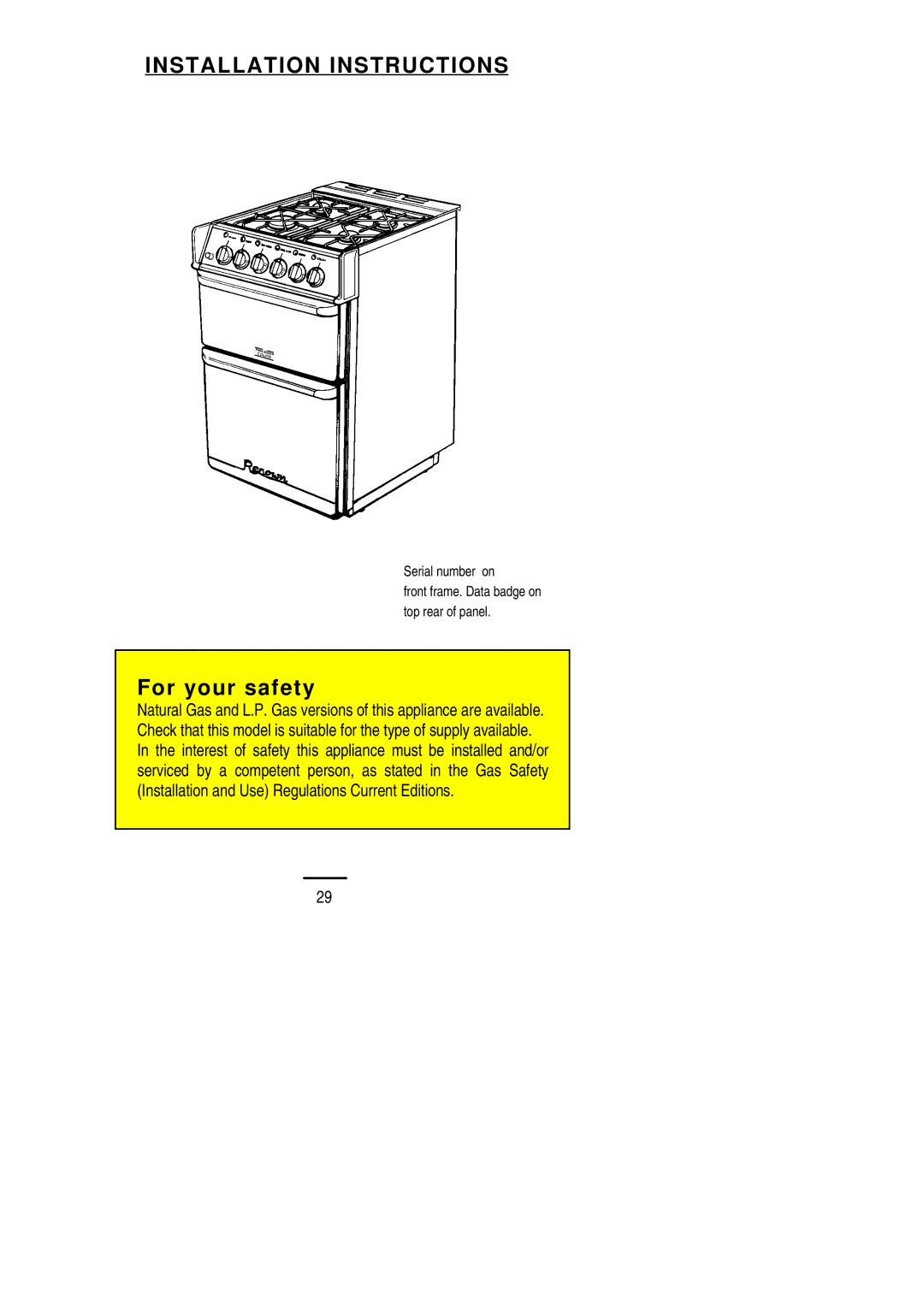 Electrolux S 50 installation instructions Installation Instructions 