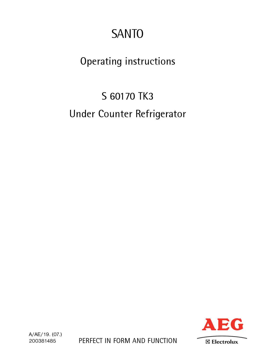 Electrolux S 60170 TK3 operating instructions Santo 