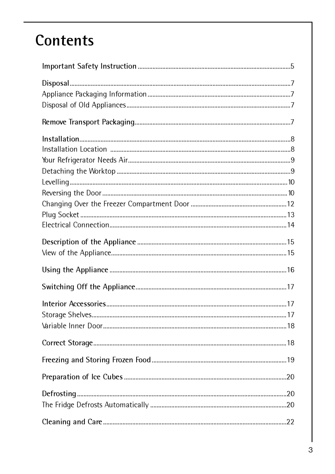 Electrolux S 64140 TK operating instructions Contents 