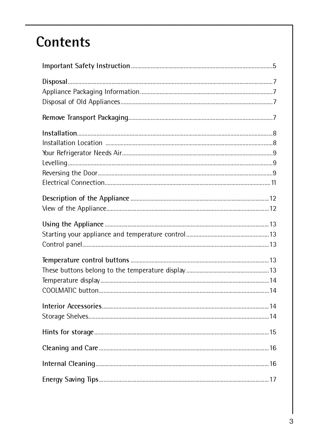 Electrolux S 70178 TK3 manual Contents 