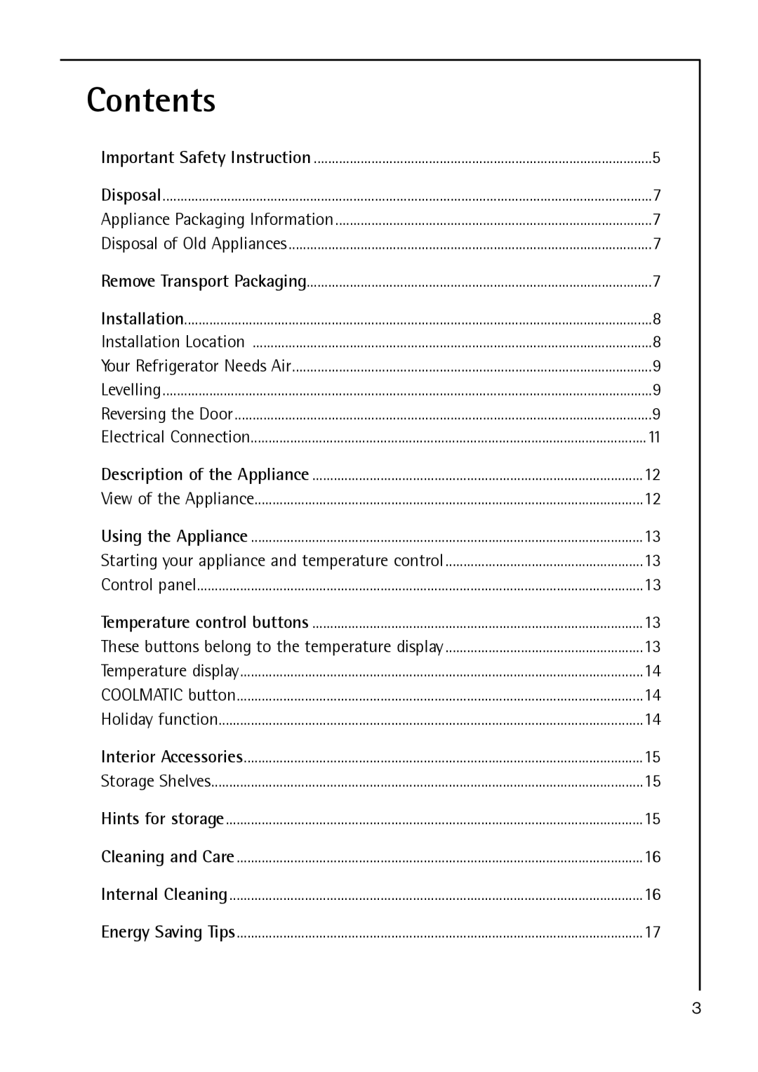 Electrolux S 70178 TK38 manual Contents 