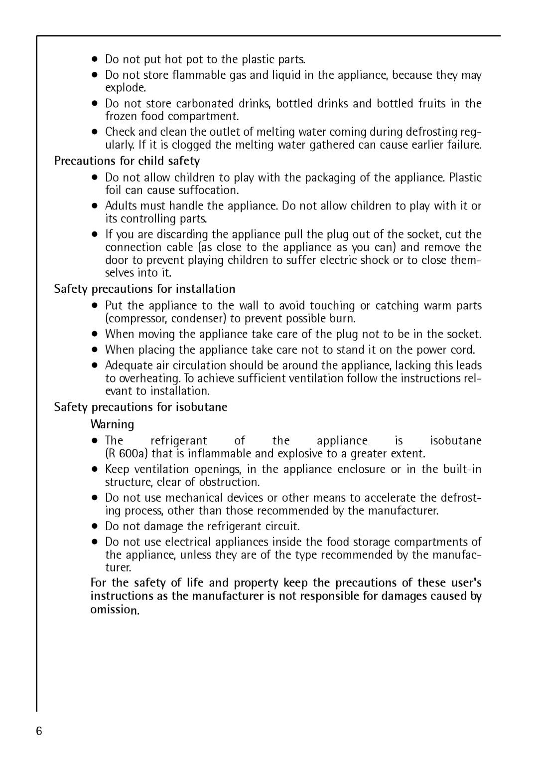 Electrolux S 75400 KG manual Precautions for child safety 