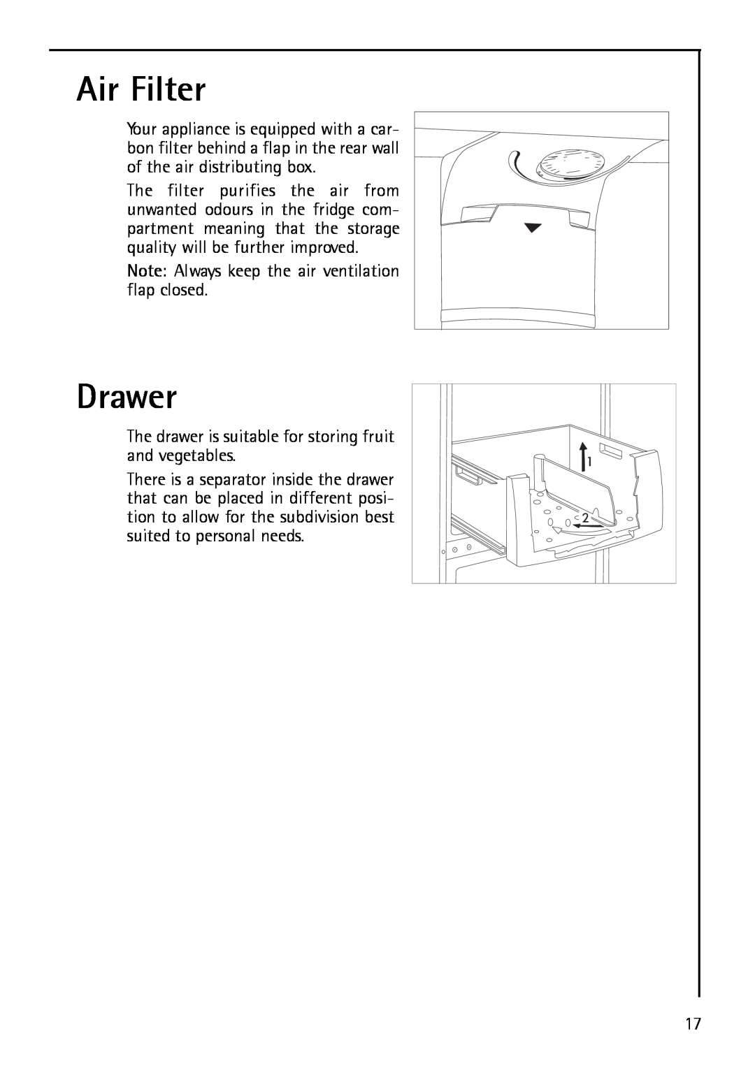 Electrolux S 75408 KG3 manual Air Filter, Drawer 
