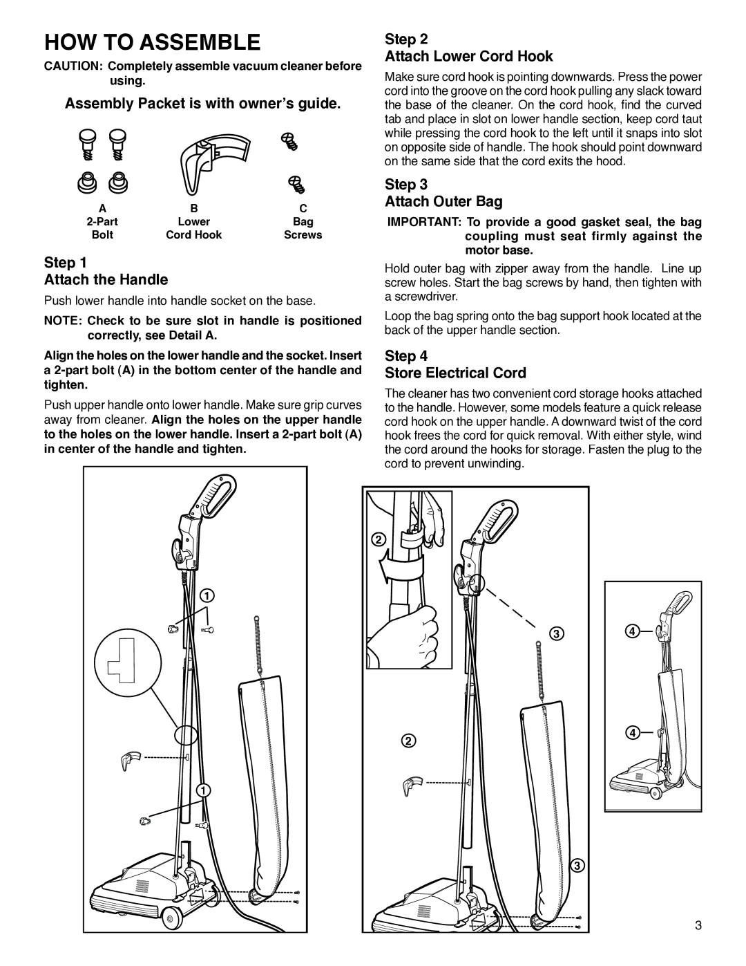 Electrolux S670 warranty HOW to Assemble 