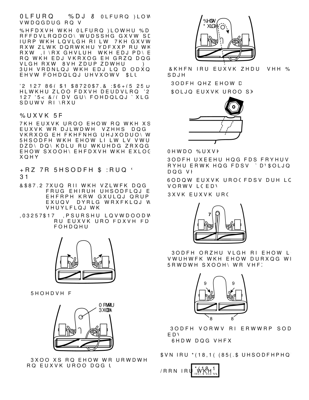 Electrolux S670 warranty Brush Roll Belt, How To Replace a Worn Belt, Style RD PN 52100A 