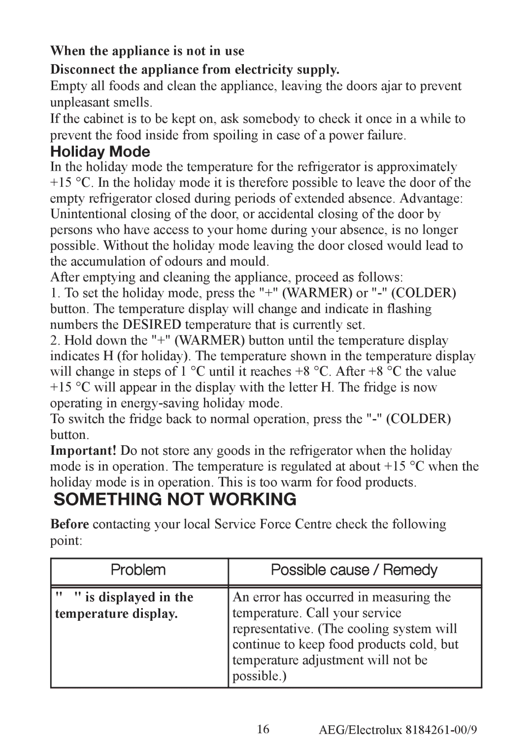 Electrolux S92358-KA2 user manual Is displayed, Temperature display 