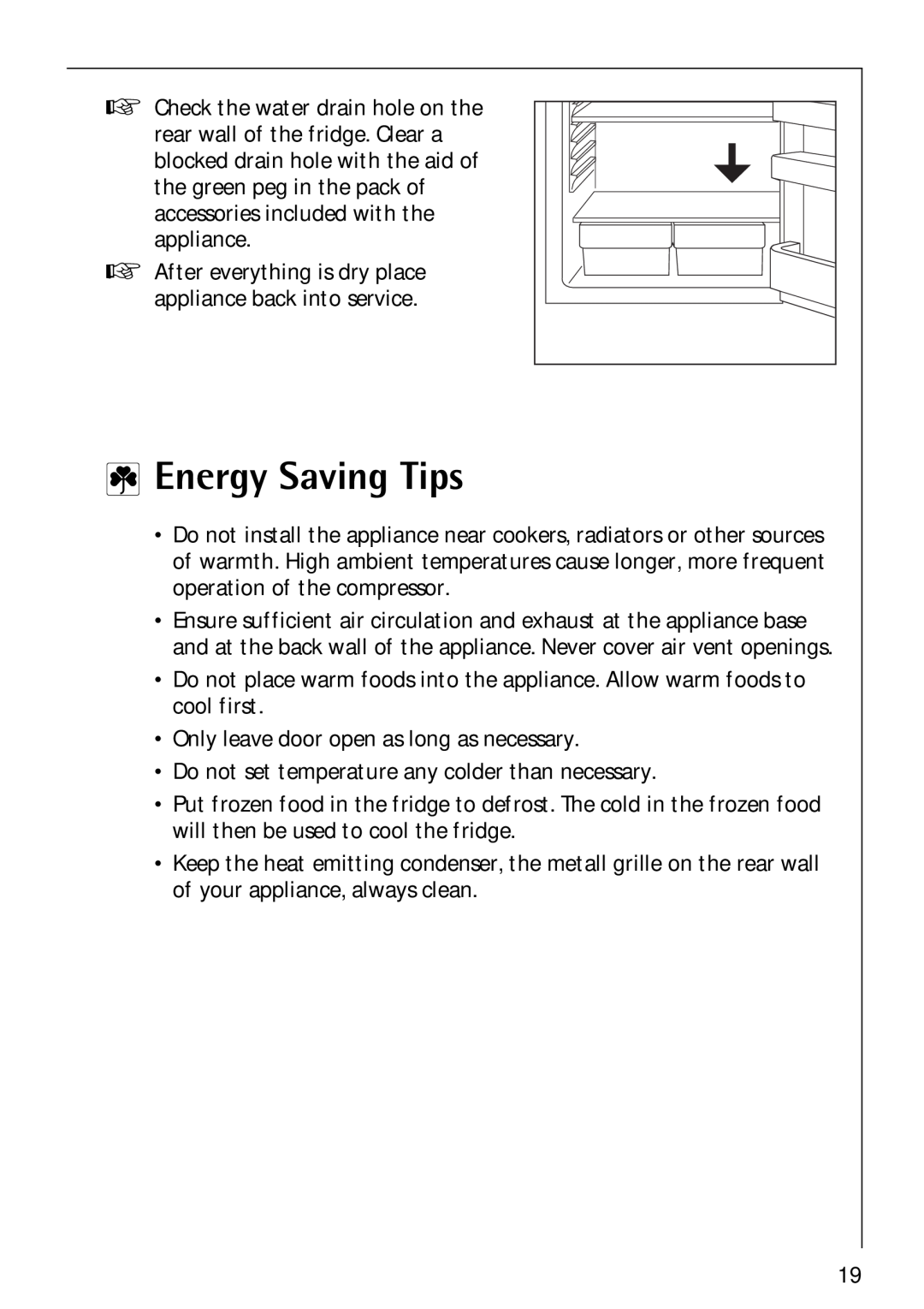 Electrolux Santo 1573TK-4 operating instructions Energy Saving Tips 