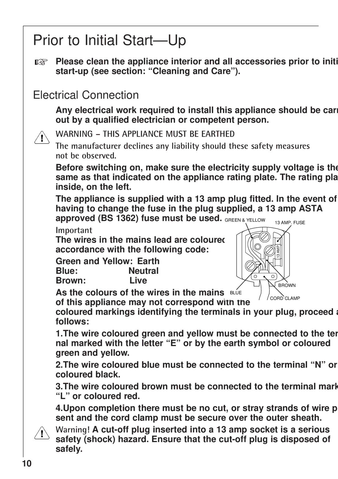 Electrolux SANTO 1650-6 TK manual Prior to Initial Start-Up, Electrical Connection 