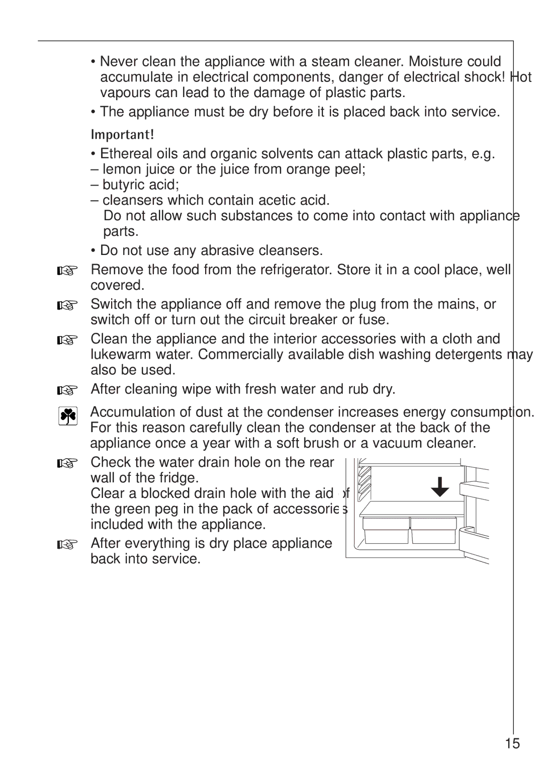 Electrolux SANTO 1650-6 TK manual After everything is dry place appliance back into service 