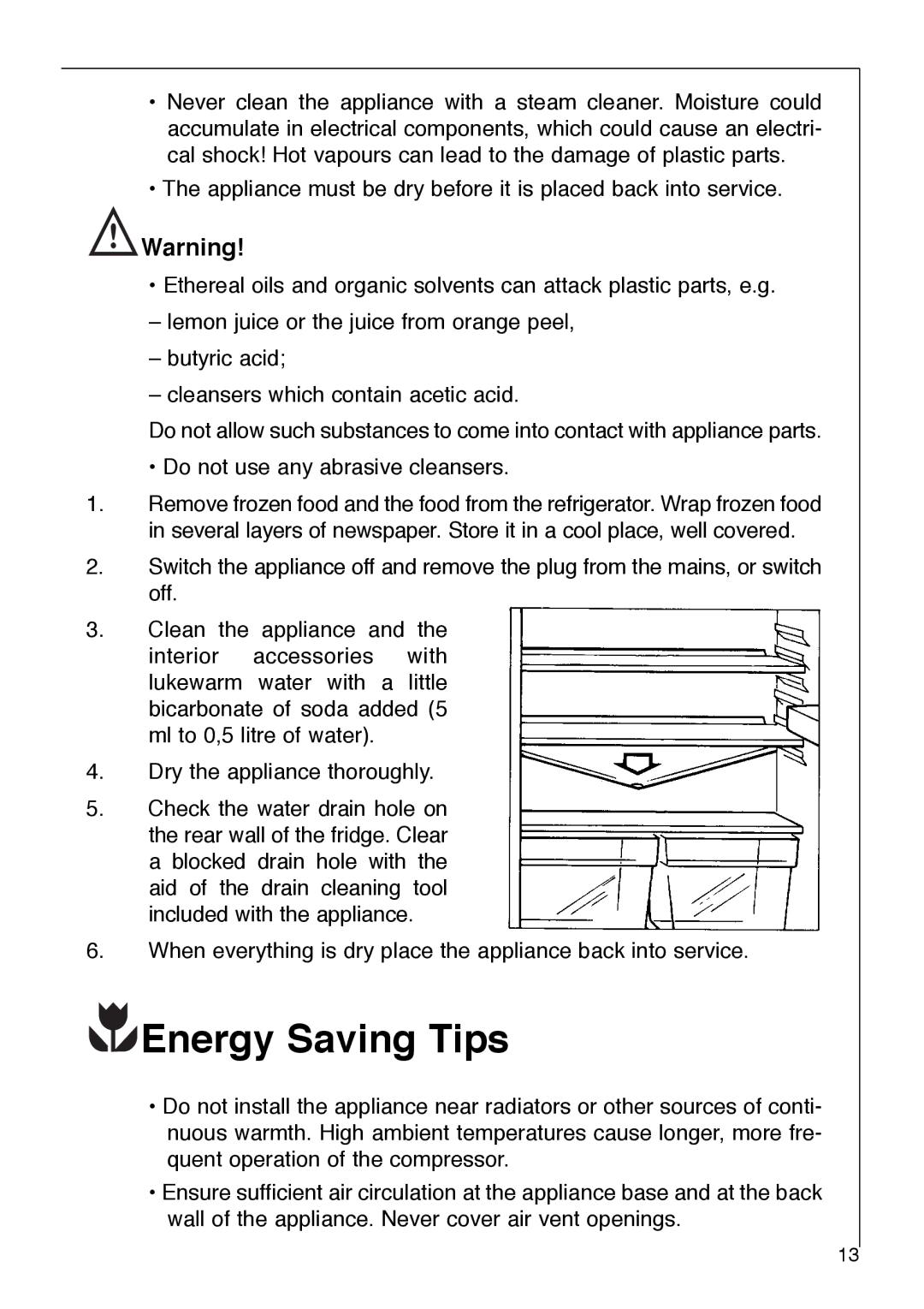 Electrolux SANTO 2733-6 i installation instructions Energy Saving Tips 